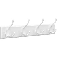 SONGMICS Cuier perete cu 4 carlige triple, MDF si aliaj zinc, 40x11 cm, alb SONGMICS Cuier perete cu 4 carlige triple, MDF si aliaj zinc, 40x11 cm, alb