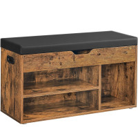 VASAGLE Pantofar cu banca, capitonata, 3 compartimente, sarcina 150 kg, 30x80x44cm, vintage, maro inchis VASAGLE Pantofar cu banca, capitonata, 3 compartimente, sarcina 150 kg, 30x80x44cm, vintage, maro inchis