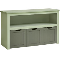 VASAGLE Dulap depozitare jucarii, din MDF, cu 3 compartimente detasabile pe roti, 30x102x60 cm, verde VASAGLE Dulap depozitare jucarii, din MDF, cu 3 compartimente detasabile pe roti, 30x102x60 cm, verde