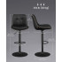 VASAGLE Set 2 scaune bar reglabile pe inaltime, rotative 360°, cu spatar si suport pentru picioare, tapiterie PU, 44x38x(90-112) cm, negru [3]