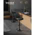 VASAGLE Set 2 scaune bar reglabile pe inaltime, rotative 360°, cu spatar si suport pentru picioare, tapiterie PU, 44x38x(90-112) cm, negru [7]