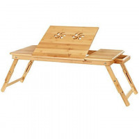 SONGMICS Masa pliabila laptop, din bambus, cu ventilatie si picioare ajustabile, 72x35x29 cm, natur SONGMICS Masa pliabila laptop, din bambus, cu ventilatie si picioare ajustabile, 72x35x29 cm, natur