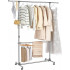 SONGMICS Suport pentru haine cu sina superioara extensibila, pe roti, reglabil in inaltime 113-198cm, argintiu [8]