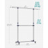 SONGMICS Suport pentru haine cu sina superioara extensibila 101-165 cm, pe roti, reglabil in inaltime 113-180 cm, argintiu [8]