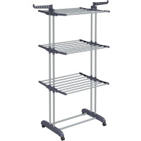 SONGMICS Uscator vertical pentru rufe, mobil si pliabil, cu doua umerase, 64x126x172 cm, sarcina 35kg