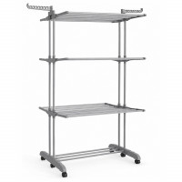 SONGMICS Uscator de rufe pliabil cu 4 niveluri, 6 roti, capacitate 41 kg, 64x126x173 cm, gri SONGMICS Uscator de rufe pliabil cu 4 niveluri, 6 roti, capacitate 41 kg, 64x126x173 cm, gri