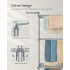 SONGMICS Uscator de rufe pliabil cu 4 niveluri, 6 roti, capacitate 41 kg, 64x126x173 cm, gri [7]