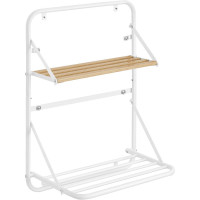 SONGMICS Suport prosoape pliabil de perete, cu 5 bare, polita de depozitare, otel, 26x38x56 cm, alb