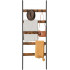 VASAGLE Cuier baie tip scara inclinata, cadru din otel cu 5 nivele, agatatori detasabile, 65x178cm, maro rustic si negru [4]