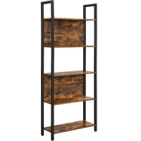 VASAGLE Biblioteca cu 5 rafturi de depozitare, cadru otel, stil industrial, 62x24x165cm, maro rustic si negru VASAGLE Biblioteca cu 5 rafturi de depozitare, cadru otel, stil industrial, 62x24x165cm, maro rustic si negru