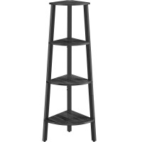 VASAGLE Raft de colt cu 4 etaje, tip biblioteca, cadru metal si polite lemn, 34x34x125 cm, negru VASAGLE Raft de colt cu 4 etaje, tip biblioteca, cadru metal si polite lemn, 34x34x125 cm, negru