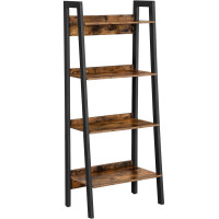 VASAGLE Biblioteca tip scara, cadru otel cu 4 polite din MDF, stil industrial, 56x34x138cm, maro rustic si negru VASAGLE Biblioteca tip scara, cadru otel cu 4 polite din MDF, stil industrial, 56x34x138cm, maro rustic si negru
