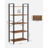 VASAGLE Biblioteca cu 5 etaje din lemn, cadru otel, stil industrial, 30x66x153cm, maro rustic si negru [4]