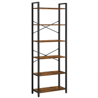 VASAGLE Biblioteca cu cadru otel si 6 polite, stil industrial, 66x30x186cm, maro rustic si negru VASAGLE Biblioteca cu cadru otel si 6 polite, stil industrial, 66x30x186cm, maro rustic si negru