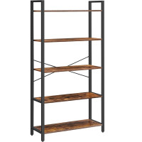 VASAGLE Biblioteca tip scara 80x30x153 cm, 5 rafturi deschise, stil industrial, maro rustic VASAGLE Biblioteca tip scara 80x30x153 cm, 5 rafturi deschise, stil industrial, maro rustic
