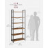 VASAGLE Biblioteca cu 6 rafturi, etajera stil industrial, PAL si cadru metalic, 30x80x186 cm, maro rustic [2]
