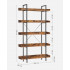 VASAGLE Biblioteca cu 5 rafturi tip tava cu margini de protectie, structura metalica, stil industrial, 100x28x178 cm, maro rustic [2]
