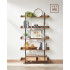 VASAGLE Biblioteca cu 5 rafturi tip tava cu margini de protectie, structura metalica, stil industrial, 100x28x178 cm, maro rustic [3]
