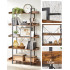 VASAGLE Biblioteca cu 5 rafturi tip tava cu margini de protectie, structura metalica, stil industrial, 100x28x178 cm, maro rustic [4]