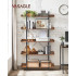 VASAGLE Biblioteca cu 5 rafturi tip tava cu margini de protectie, structura metalica, stil industrial, 100x28x178 cm, maro rustic [7]