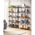 VASAGLE Biblioteca cu 5 rafturi tip tava cu margini de protectie, structura metalica, stil industrial, 100x28x178 cm, maro rustic [9]
