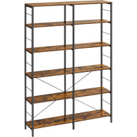 VASAGLE Biblioteca 6 rafturi, cadru metalic, stil industrial, 30x120x170 cm, maro rustic VASAGLE Biblioteca 6 rafturi, cadru metalic, stil industrial, 30x120x170 cm, maro rustic