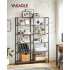 VASAGLE Biblioteca 6 rafturi, cadru metalic, stil industrial, 30x120x170 cm, maro rustic [8]