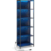 VASAGLE Biblioteca cu 6 rafturi si iluminare LED reglabila 25 culori, cadru metalic, 30x60x179 cm, negru VASAGLE Biblioteca cu 6 rafturi si iluminare LED reglabila 25 culori, cadru metalic, 30x60x179 cm, negru