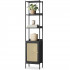 VASAGLE Biblioteca cu 6 etaje, cadru metalic, usa cu efect ratan Boho, 30x40x175 cm, negru [2]