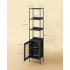VASAGLE Biblioteca cu 6 etaje, cadru metalic, usa cu efect ratan Boho, 30x40x175 cm, negru [4]