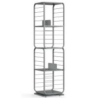 VASAGLE Biblioteca rotativa 360 grade, cadru metalic, cu 5 polite MDF, 43x43x158cm, gri