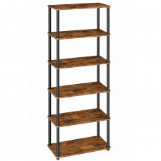 VASAGLE Biblioteca cu 6 rafturi, montaj rapid fara unelte, structura din otel, 60x24x173 cm, maro rustic si negru VASAGLE Biblioteca cu 6 rafturi, montaj rapid fara unelte, structura din otel, 60x24x173 cm, maro rustic si negru