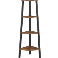 VASAGLE Raft de colt cu 4 etaje, tip biblioteca, cadru metal si polite lemn, industrial, 34x34x125cm, maro rustic VASAGLE Raft de colt cu 4 etaje, tip biblioteca, cadru metal si polite lemn, industrial, 34x34x125cm, maro rustic