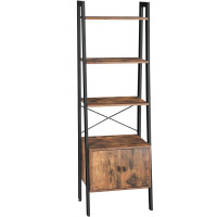 VASAGLE Biblioteca tip scara, cu dulap si 4 rafturi din MDF, stil industrial, 34x56x172cm, maro rustic si negru VASAGLE Biblioteca tip scara, cu dulap si 4 rafturi din MDF, stil industrial, 34x56x172cm, maro rustic si negru