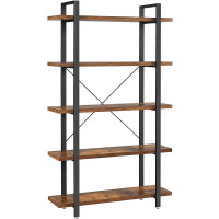 VASAGLE Biblioteca cu 5 rafturi, cadru din otel si rafturi din PAL, 105x34x178cm, maro rustic si negru VASAGLE Biblioteca cu 5 rafturi, cadru din otel si rafturi din PAL, 105x34x178cm, maro rustic si negru