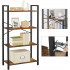 VASAGLE Biblioteca cu 4 etaje din lemn, cadru otel, stil industrial, 66x30x120cm, maro rustic [11]