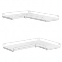 VASAGLE Set de 2 rafturi plutitoare de colt in forma de L, stil industrial, 40x29x14cm, alb