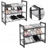 SONGMICS Raft de depozitare pantofi pe 3 niveluri, metal, rafturi plate sau unghiulare reglabile, 31x74x63cm, negru [6]