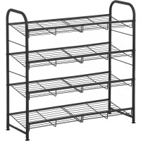 SONGMICS Pantofar cu 4 rafturi de depozitare, din metal, polite cu unghi reglabil, 28x69x65cm, negru