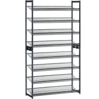 SONGMICS Raft de depozitare pantofi, pe 8 nivele, cu polite reglabile, pentru 32-40 de perechi, 31x92x163cm, gri SONGMICS Raft de depozitare pantofi, pe 8 nivele, cu polite reglabile, pentru 32-40 de perechi, 31x92x163cm, gri