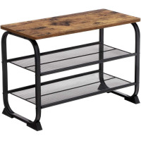 VASAGLE Raft pentru pantofi metalic, cu 2 polite, stil industrial, 66x45x30cm, maro VASAGLE Raft pentru pantofi metalic, cu 2 polite, stil industrial, 66x45x30cm, maro