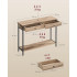 VASAGLE Masa tip consola cu 2 sertare, blat aspect lemn si cadru metalic, stil industrial, 100x30x80 cm, maro camel [2]