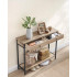 VASAGLE Masa tip consola cu 2 sertare, blat aspect lemn si cadru metalic, stil industrial, 100x30x80 cm, maro camel [3]