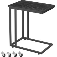 VASAGLE Masuta de cafea, cu cadru de otel si roti, stil industrial, 35x50x60 cm, negru