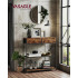 VASAGLE Masa tip consola ingusta cu 2 sertare textile si 3 niveluri, cadru metalic, stil industrial, 76x24x80 cm, maro rustic [2]