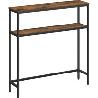 VASAGLE Masa tip consola ingusta cu 2 rafturi, cadru metalic, stil industrial, 80x20x80 cm, maro rustic VASAGLE Masa tip consola ingusta cu 2 rafturi, cadru metalic, stil industrial, 80x20x80 cm, maro rustic