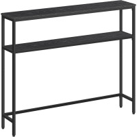 VASAGLE Masa consola hol cu 2 rafturi, cadru metalic si polite din PAL, 100x20x80 cm, negru