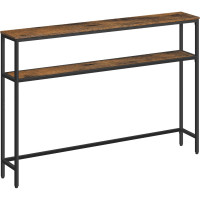 VASAGLE Masa tip consola ingusta cu 2 rafturi, cadru metalic, stil industrial, 120x20x80 cm, maro rustic VASAGLE Masa tip consola ingusta cu 2 rafturi, cadru metalic, stil industrial, 120x20x80 cm, maro rustic