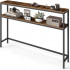 VASAGLE Masa tip consola ingusta cu 2 rafturi, cadru metalic, stil industrial, 120x20x80 cm, maro rustic [7]