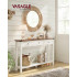 VASAGLE Masa tip consola cu 3 sertare si raft inferior, MDF si lemn masiv cu aspect hambar, 120x24x76 cm, alb rustic si maro [2]